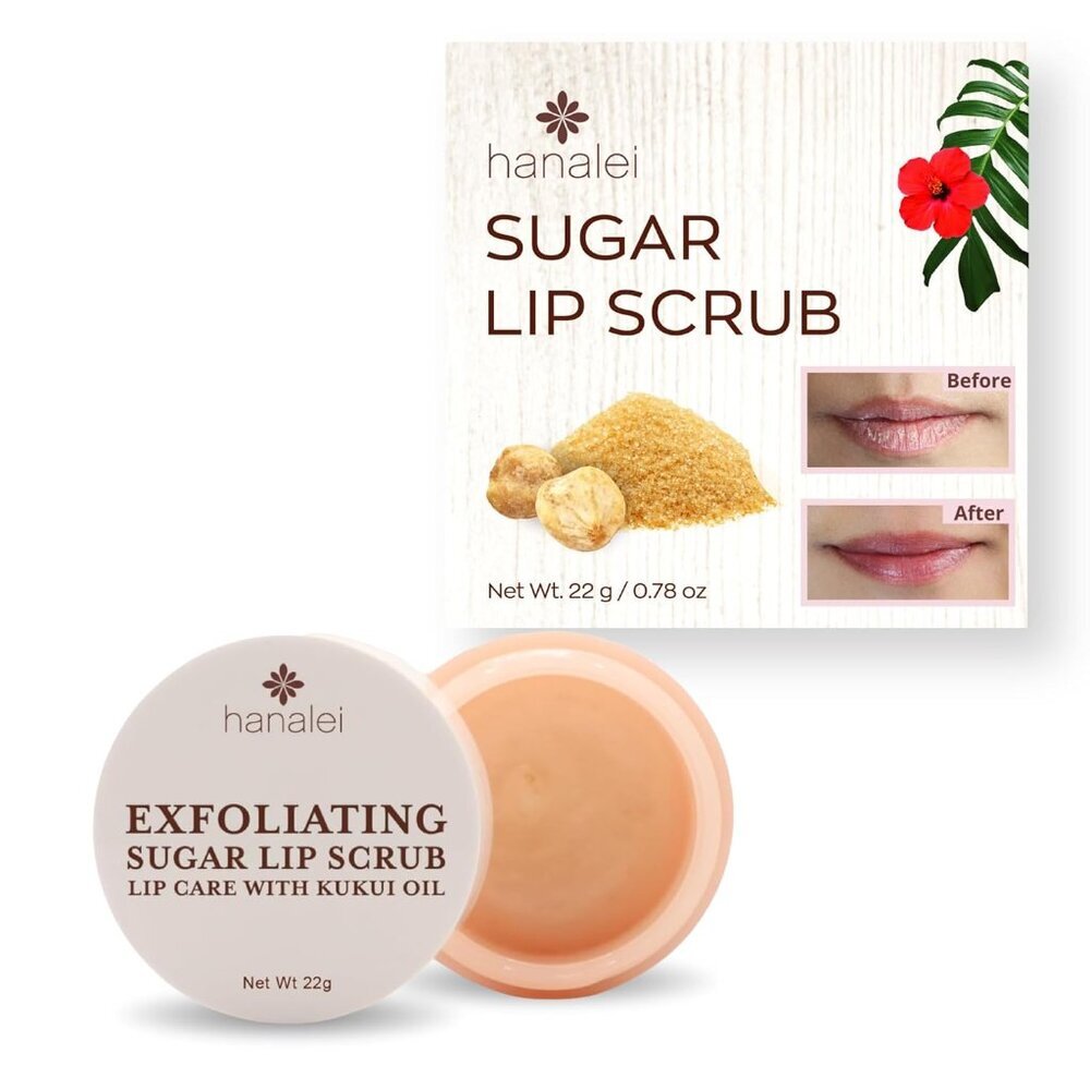 Vegan Sugar Lip Scrub Exfoliator - Hawaiian Cane Sugar, Kukui Oil & Shea Butter